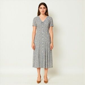 🌼 Caroline Wells 90s‎ Vintage Floral Prairie Dress – Button Front (Size 10)